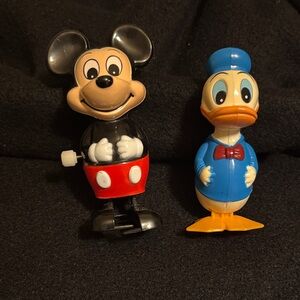 Classic Mickey & Donald Wind-Up TOMY Toy Set - Black, Red, Blue, Yellow